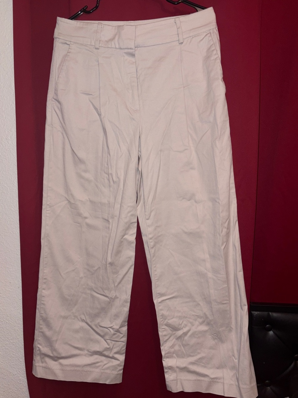 LOFT Cream Wide-Leg Dress Pants
